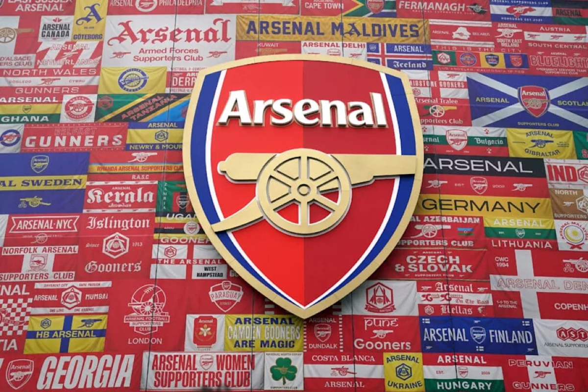 Arsenal Pune's flag among the supporters' club banners at the Emirates